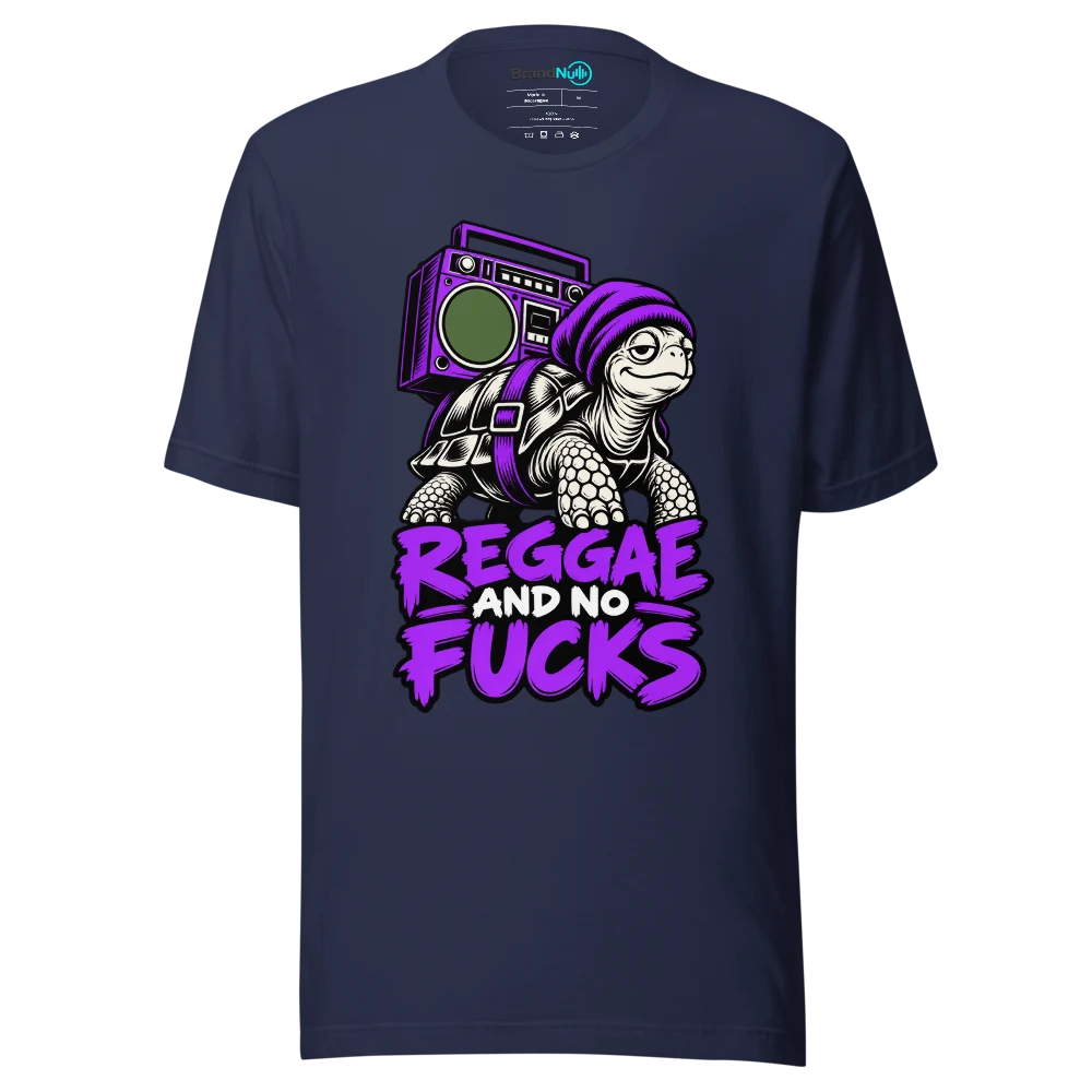 REGGAE AND NO FUCKS T Shirt Navy Front