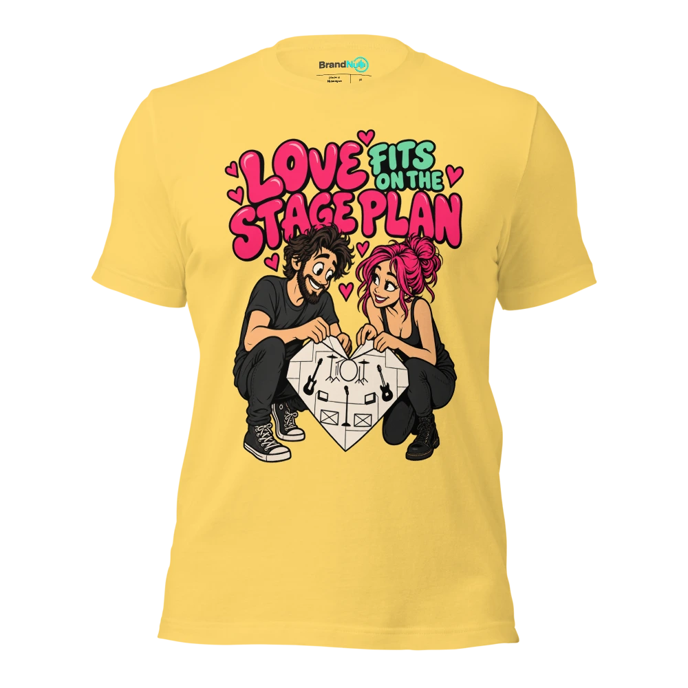 LOVE FITS ON THE STAGE PLAN T Shirt Yellow Front