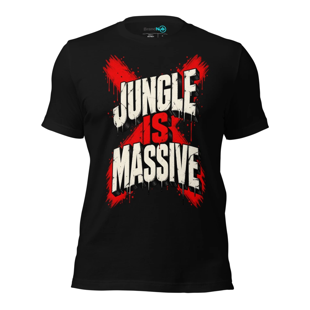 Jungle Is Massive Drum and Bass T-SHIRT Red X Rave Statement