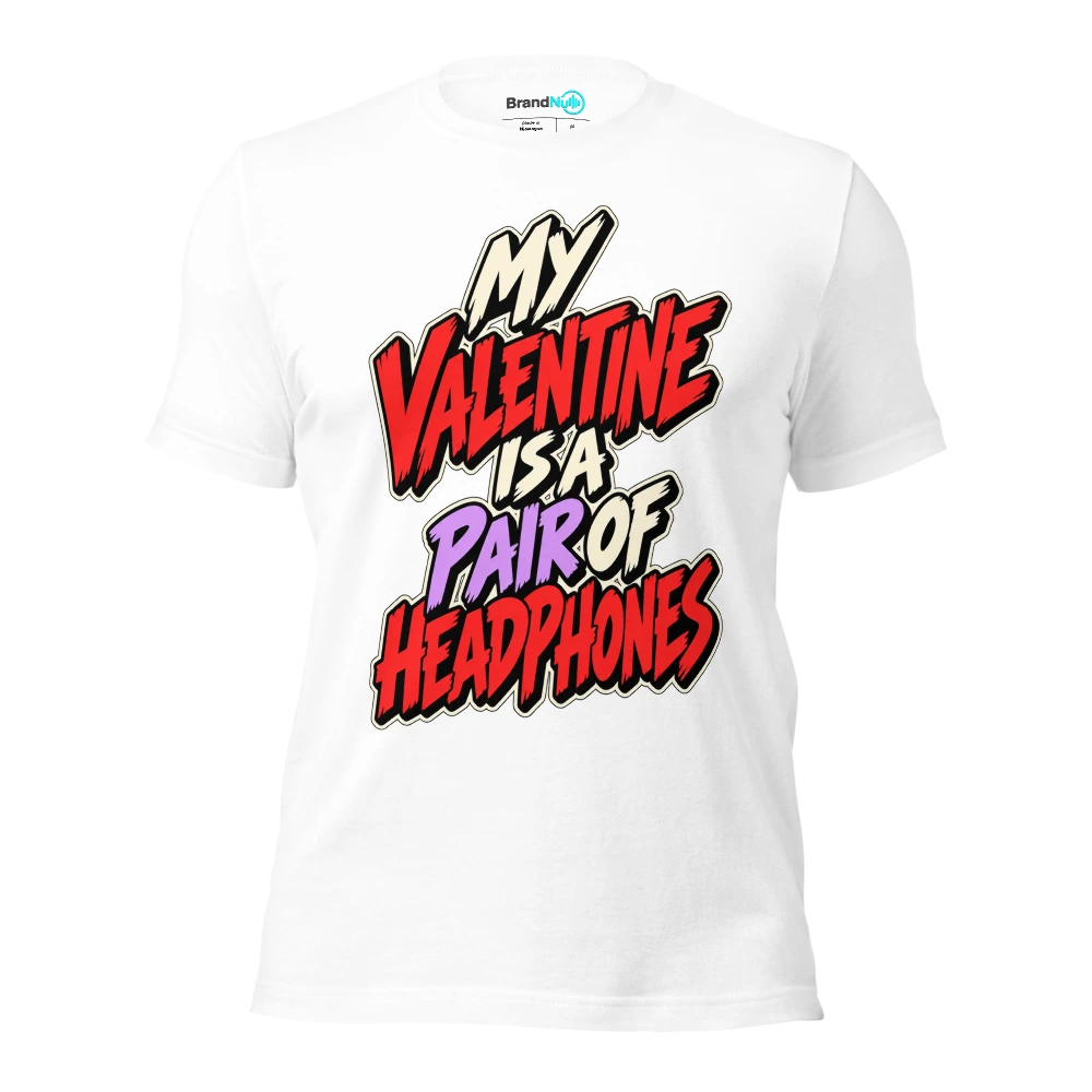 MY VALENTINE IS A PAIR OF HEADPHONES T Shirt White Front