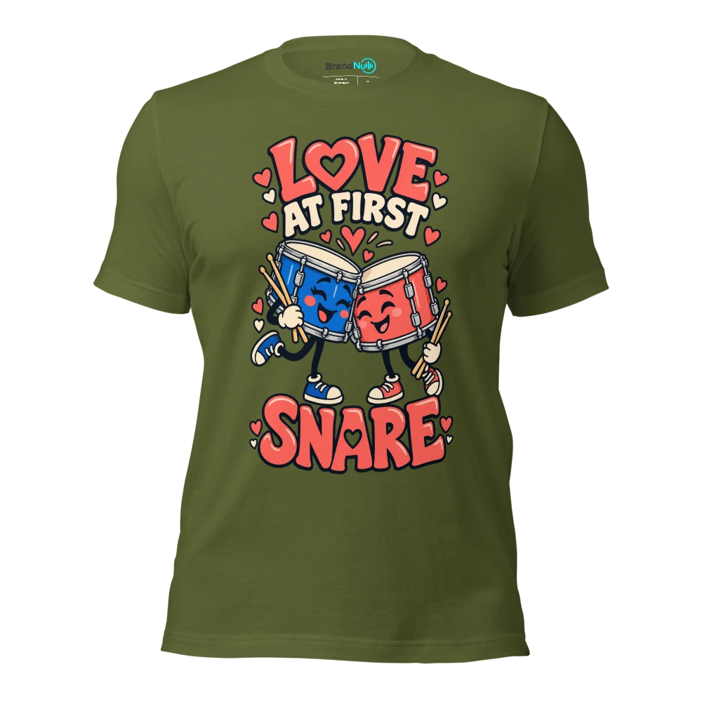 LOVE AT FIRST SNARE T Shirt Olive Front