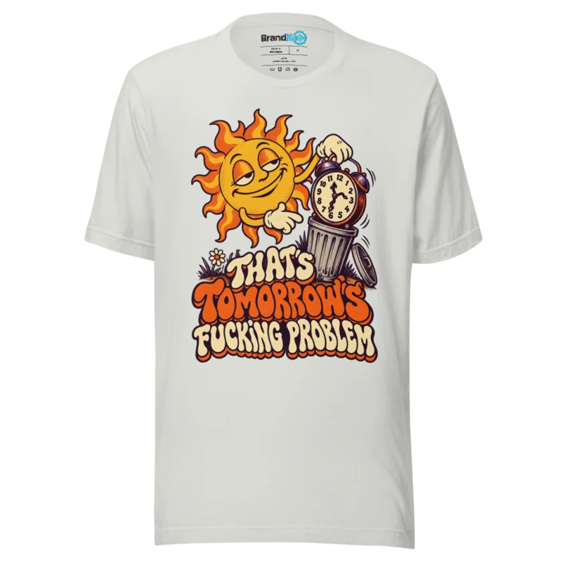 BrandNu Tomorrow's Problem – Rave Slogan T-Shirt - Silver