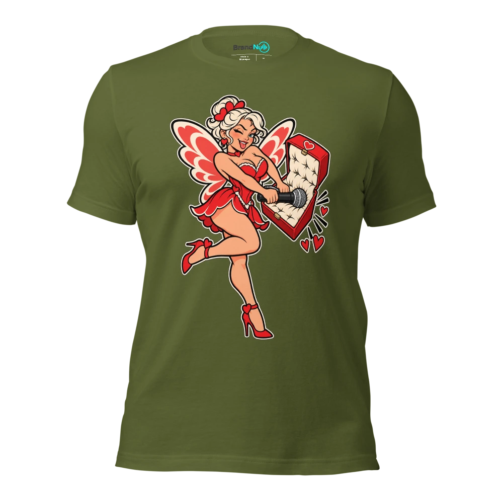 THE LOVE FAIRY HAS MUTED THE HARMONY T Shirt Olive Front