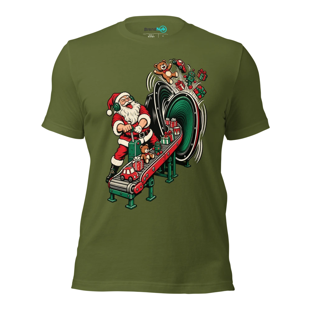 THE ASSEMBLY LINE HAS BECOME A BASSLINE T Shirt Olive Front