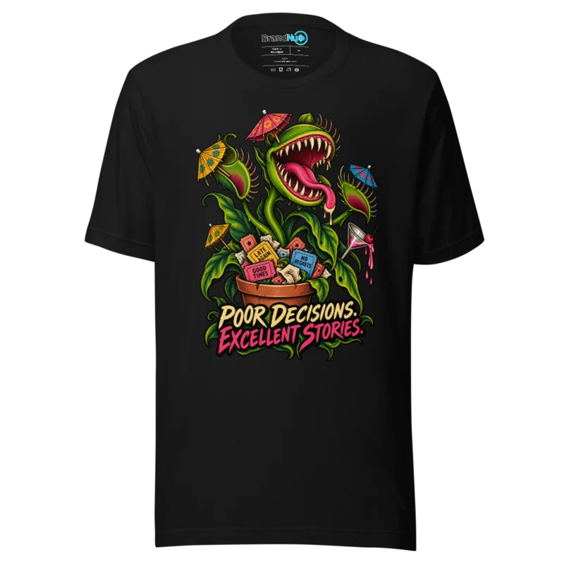 Poor Decisions Botanical – Rave Graphic T Shirt - Black