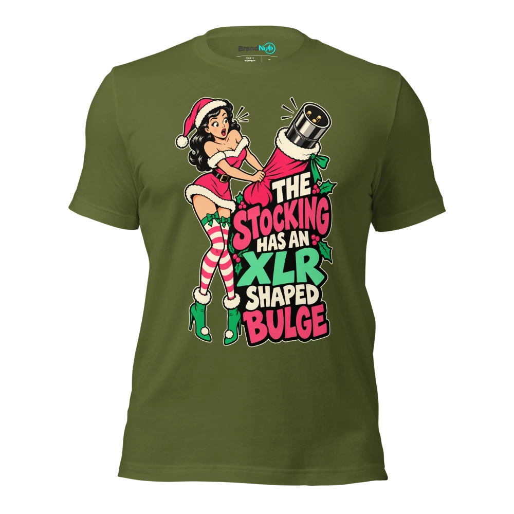THE STOCKING HAS AN XLR SHAPED BULGE T Shirt Olive Front