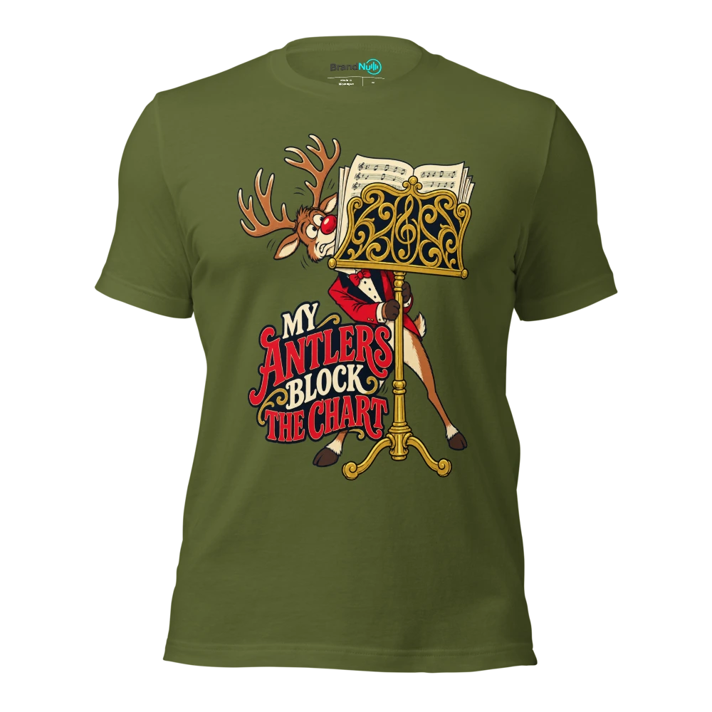 MY ANTLERS BLOCK THE CHART T Shirt Olive Front