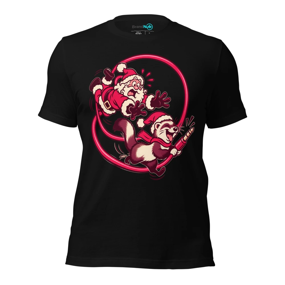 THE FESTIVE FERRET HAS STOLEN THE AUX T Shirt Black Front