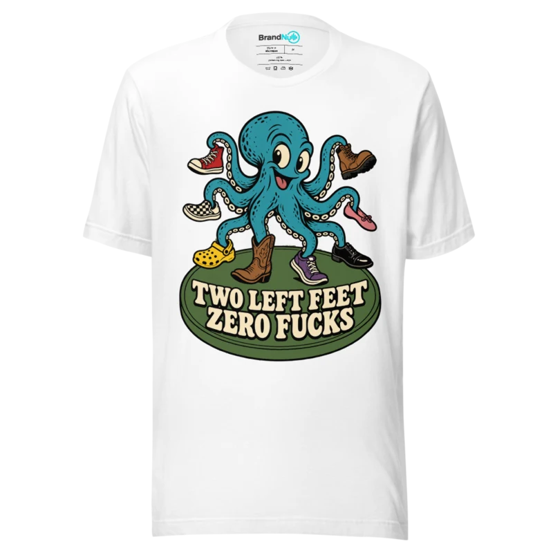 TWO LEFT FEET ZERO FUCKS T Shirt - White