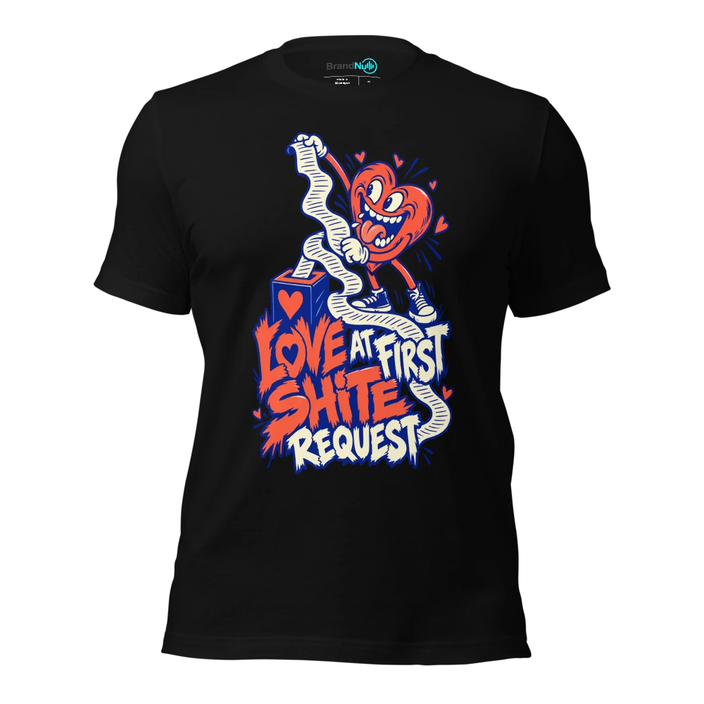 LOVE AT FIRST SHITE REQUEST T Shirt Black Front