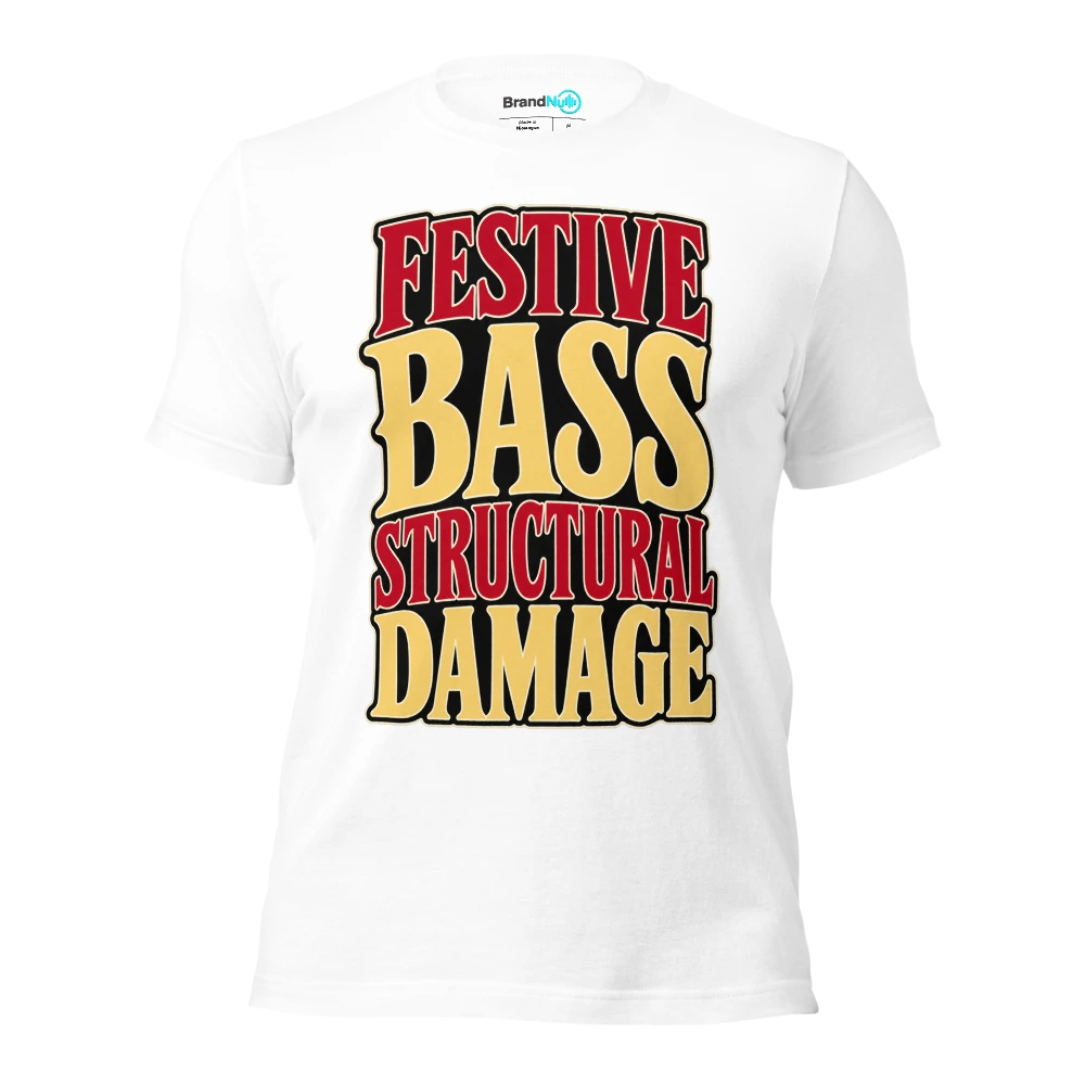 FESTIVE BASS STRUCTURAL DAMAGE T Shirt White Front