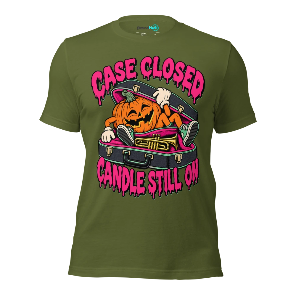 CASE CLOSED CANDLE STILL ON T Shirt Olive Front