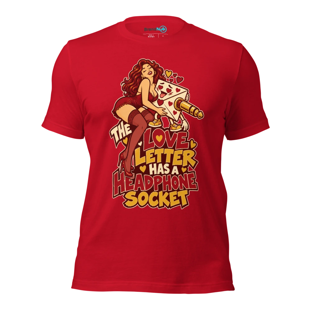 THE LOVE LETTER HAS A HEADPHONE SOCKET T Shirt Red Front