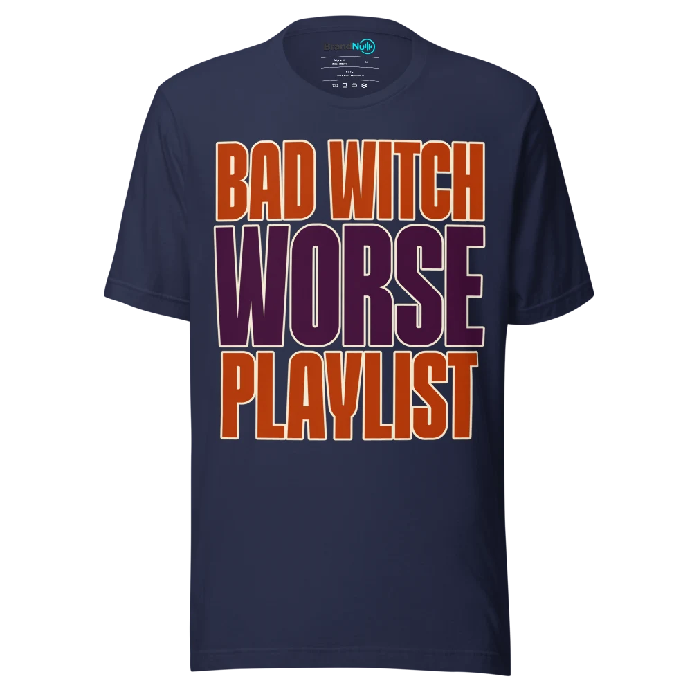 BAD WITCH WORSE PLAYLIST T Shirt Navy Front