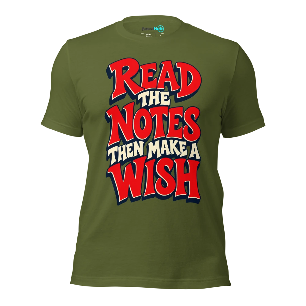 READ THE NOTES THEN MAKE A WISH T Shirt Olive Front