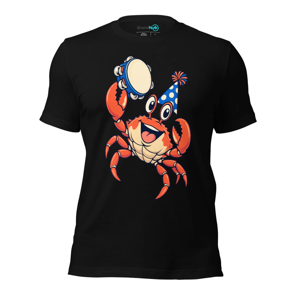 A crab proudly presenting a birthday tambourine T-SHIRT