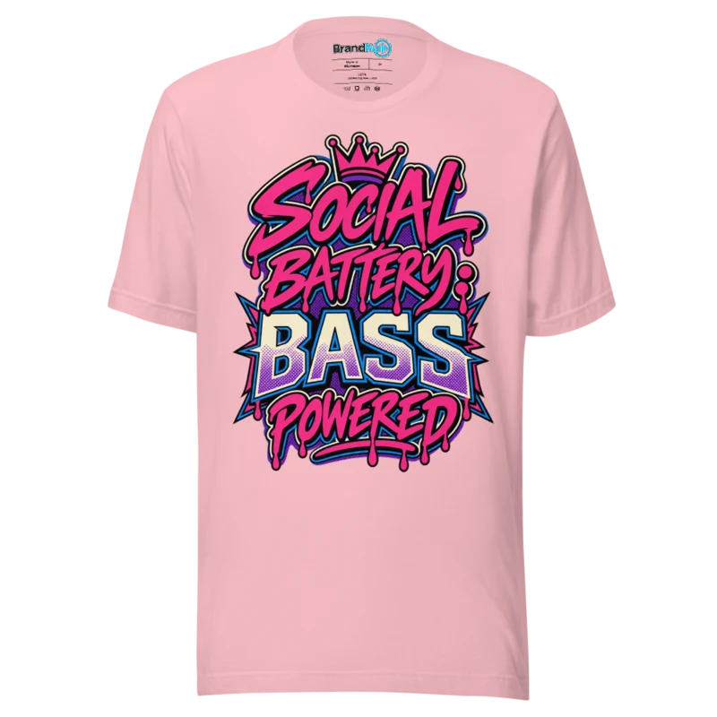 BrandNu Social Battery: Bass Powered T-Shirt - Pink