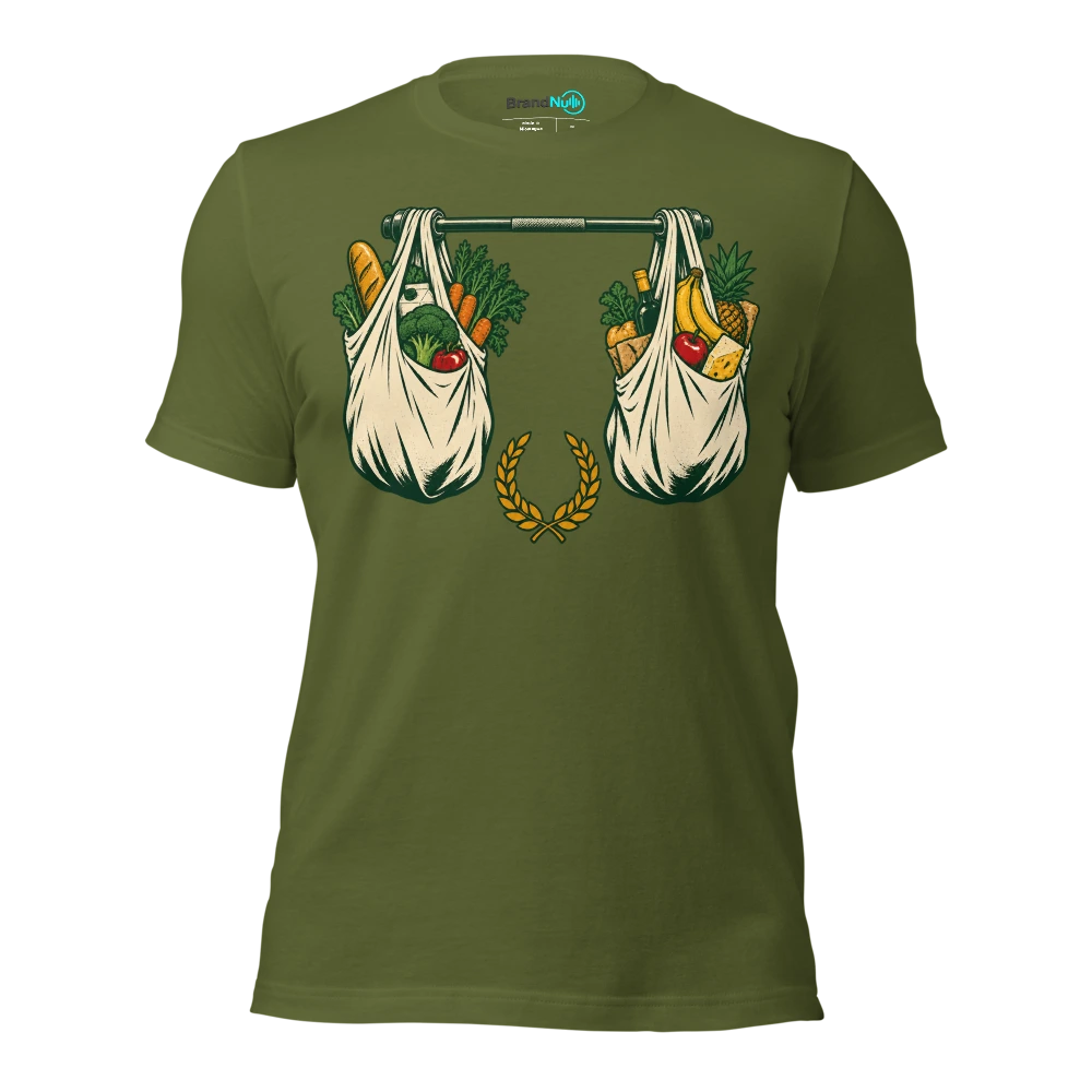 My BrandNu fitness regime is carrying all the shopping in one go T Shirt Olive Front