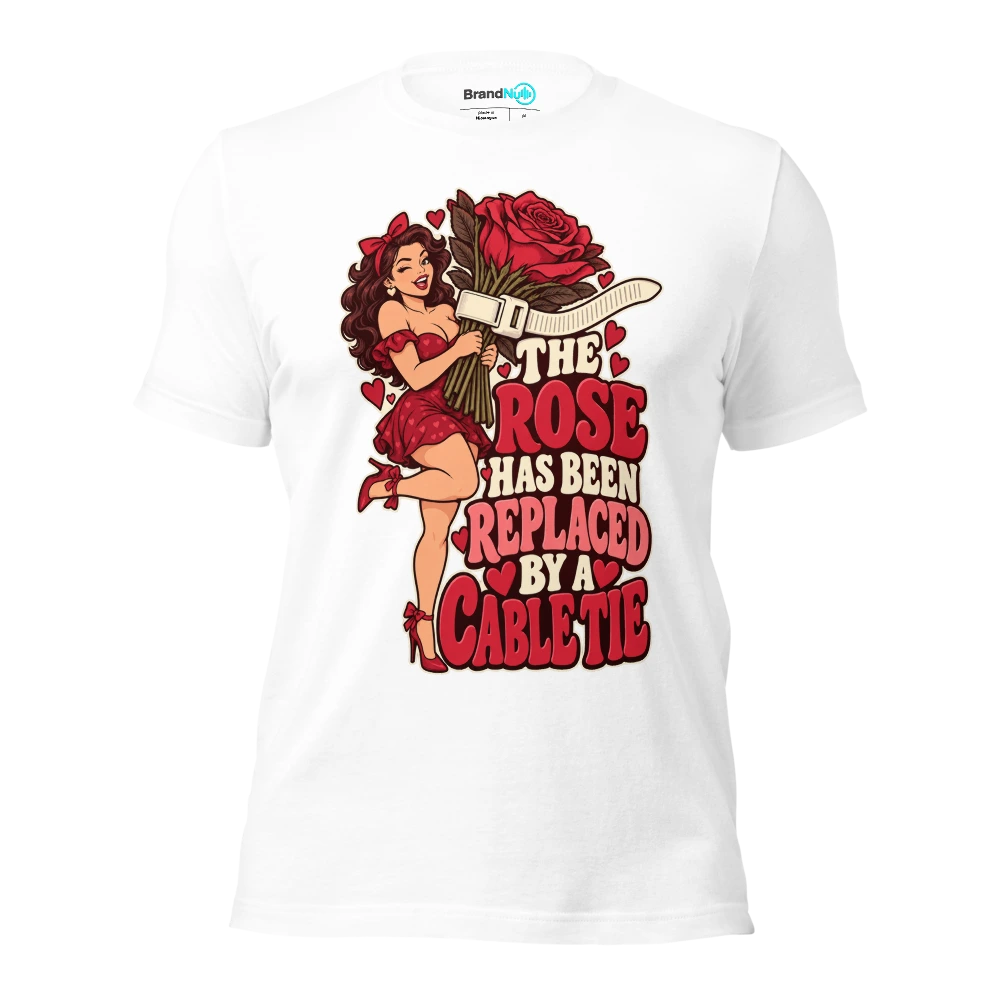 THE ROSE HAS BEEN REPLACED BY A CABLE TIE T Shirt White Front