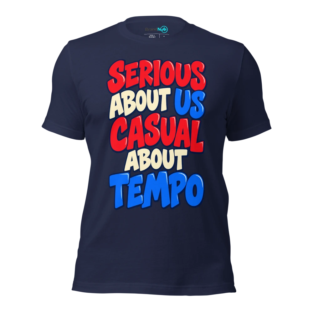 SERIOUS ABOUT US CASUAL ABOUT TEMPO T Shirt Navy Front