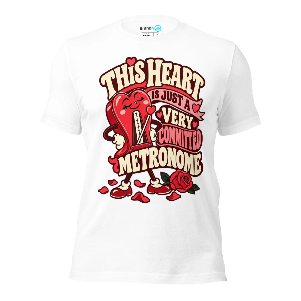 THIS HEART IS JUST A VERY COMMITTED METRONOME T Shirt White Front