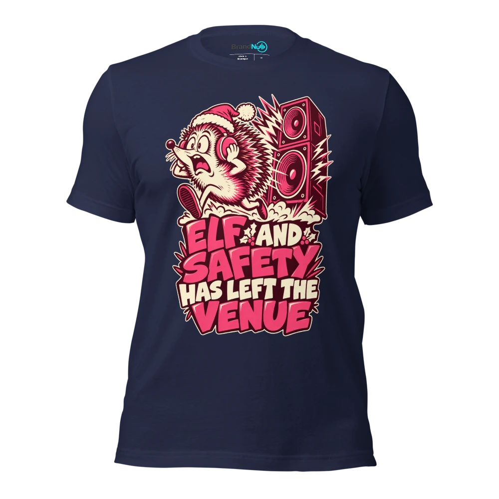 ELF AND SAFETY HAS LEFT THE VENUE T Shirt Navy Front