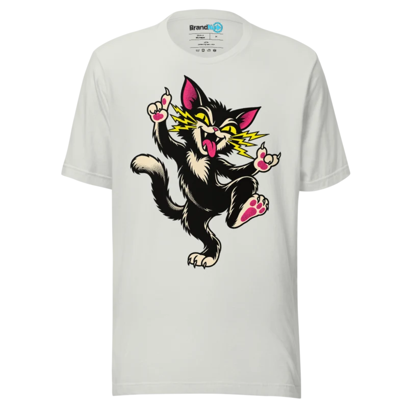 BrandNu Midnight Mischief Cat T-Shirt - Silver