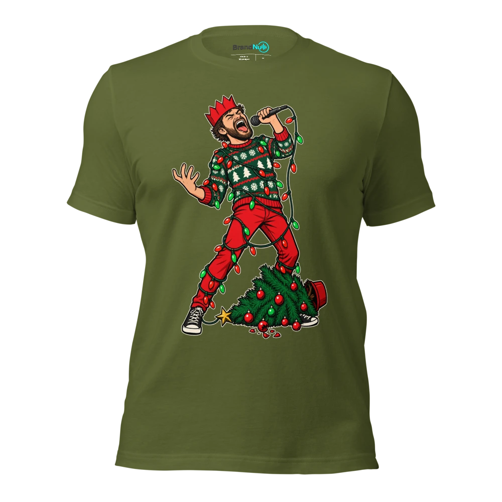 FESTIVE DRESS CODE EMOTIONAL DAMAGE OPTIONAL T Shirt Olive Front