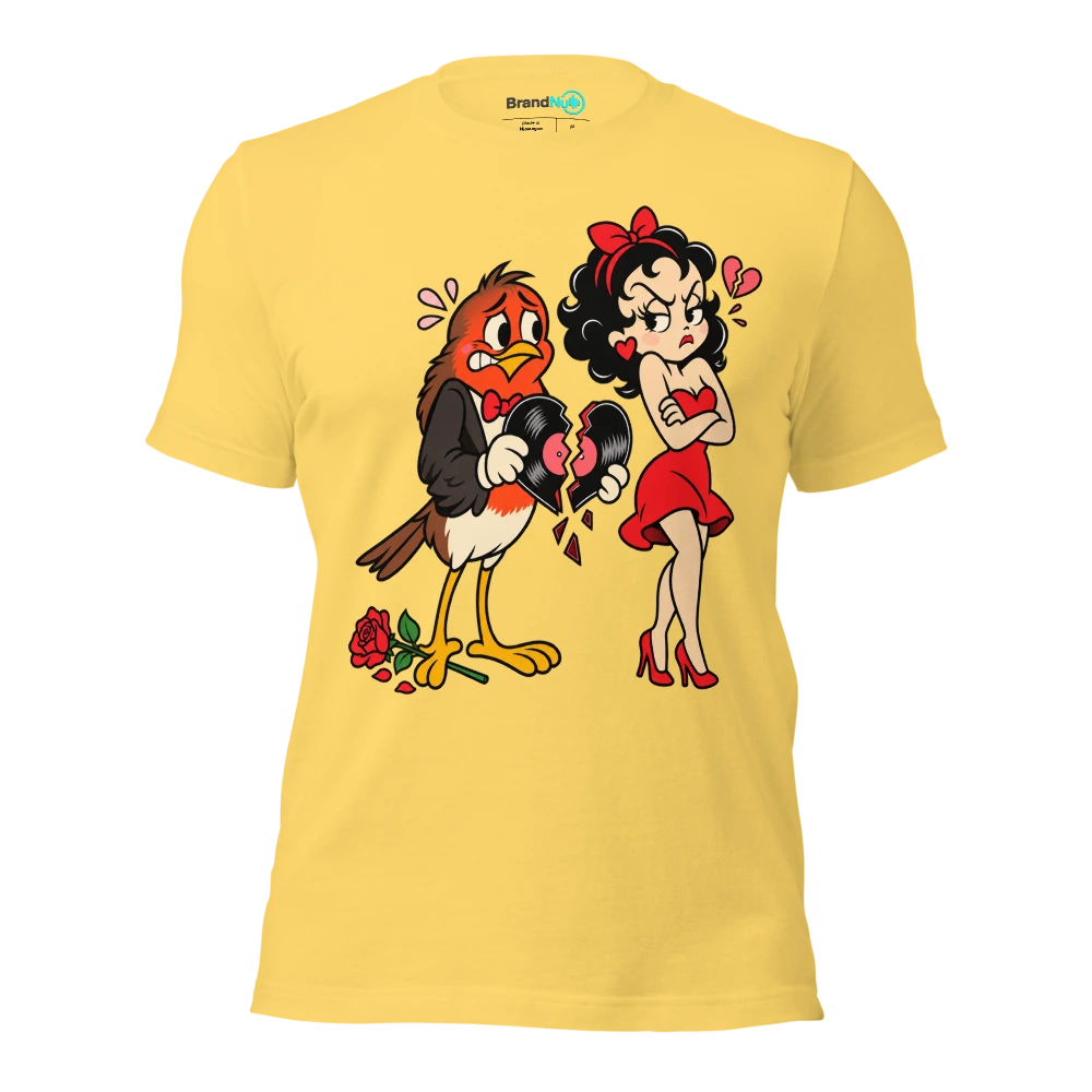 THE ROBIN HAS DELIVERED THE WRONG LOVE SONG T Shirt Yellow Front