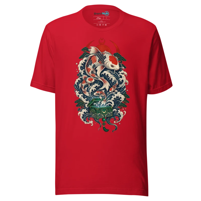 Big Fish Small Fish Cardboard Box T Shirt - Rave Koi Edition - Red