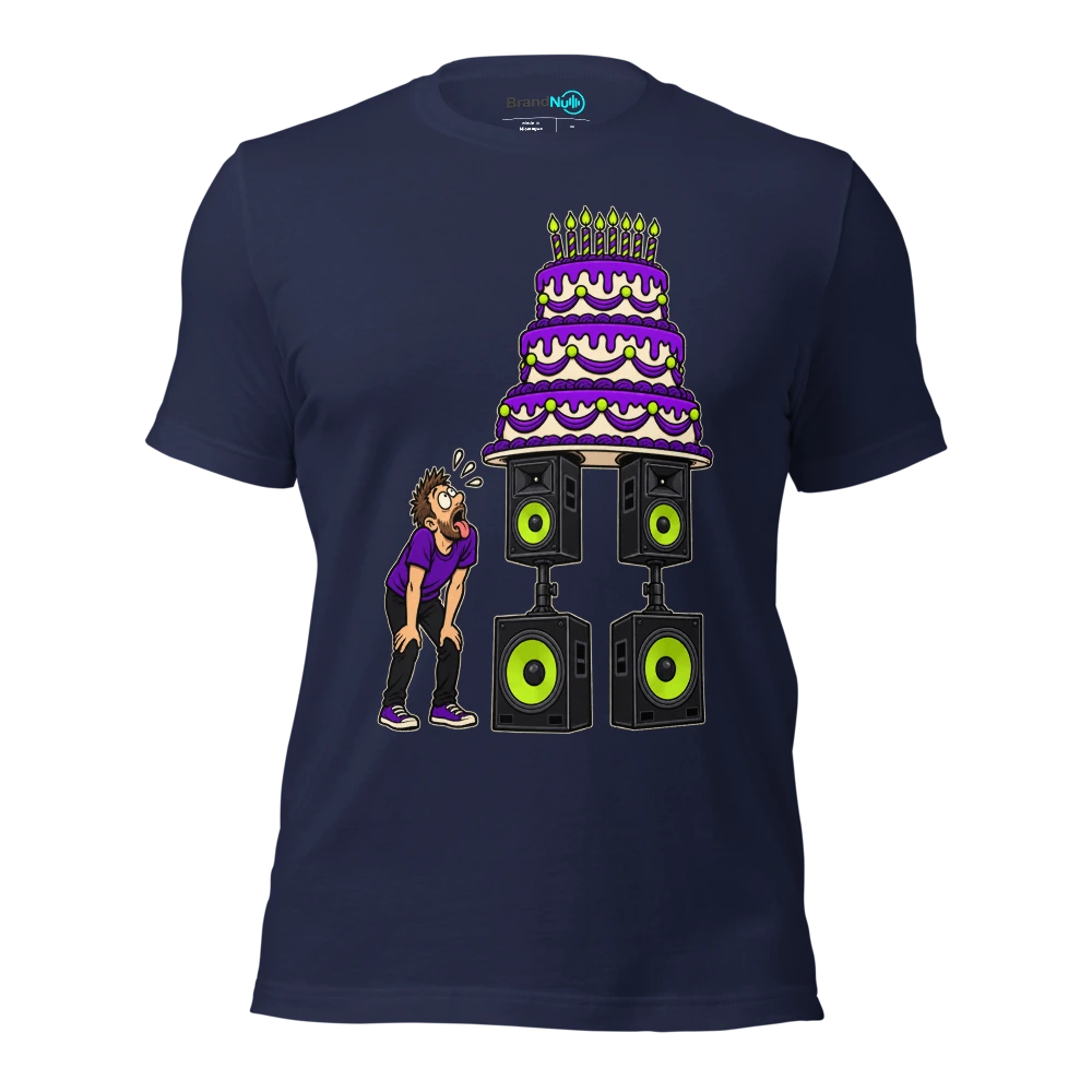 THE CAKE HAS A BETTER SUPPORT STRUCTURE THAN ME T Shirt Navy Front