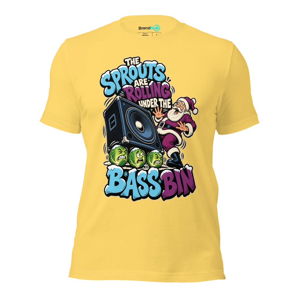 THE SPROUTS ARE ROLLING UNDER THE BASS BIN T Shirt Yellow Front