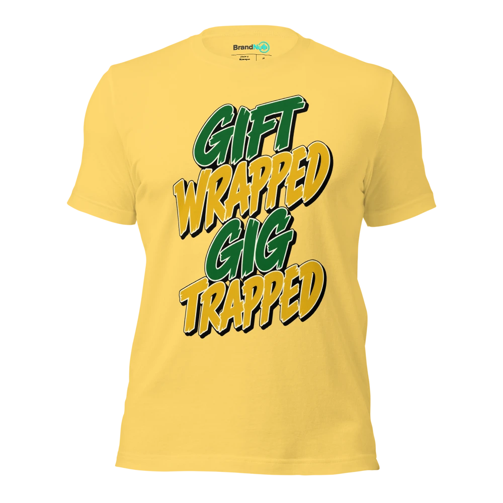 GIFT WRAPPED GIG TRAPPED T Shirt Yellow Front