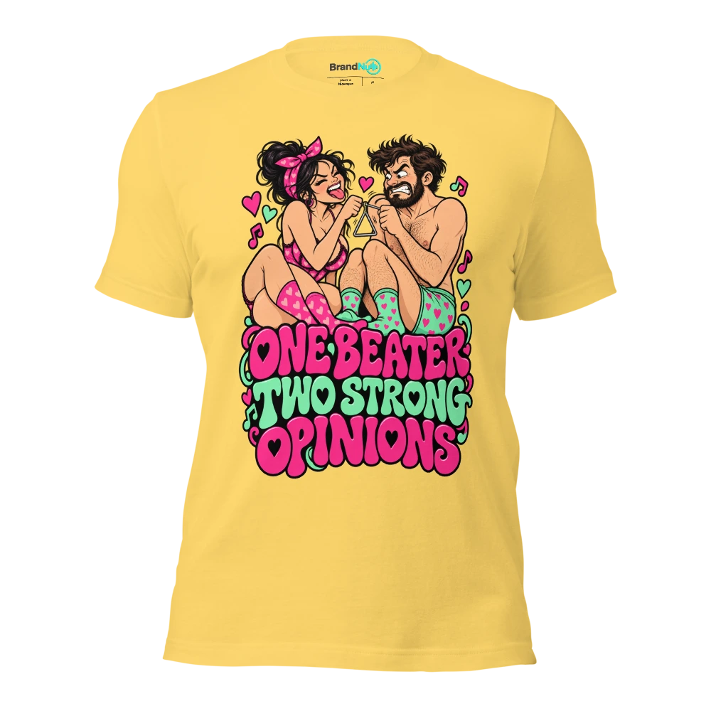 ONE BEATER TWO STRONG OPINIONS T Shirt Yellow Front