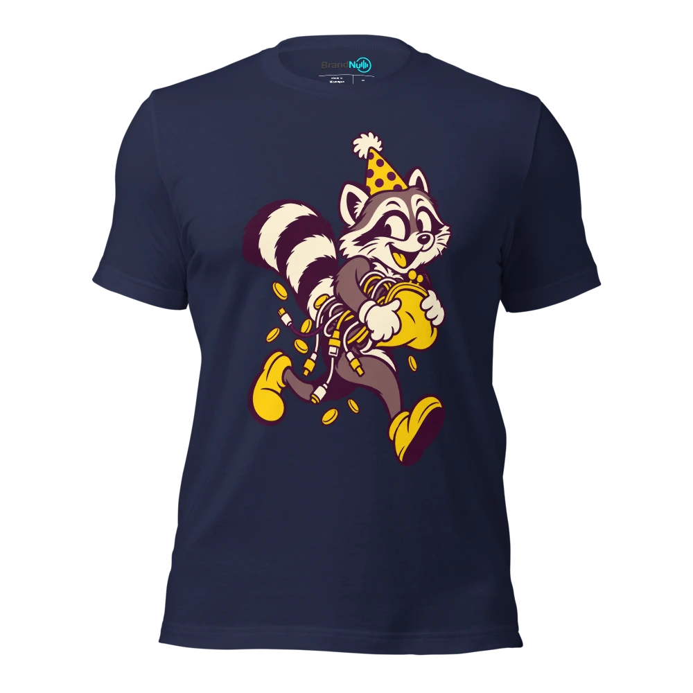 THE PARTY RACCOON HAS STOLEN MY UPGRADE BUDGET T Shirt Navy Front