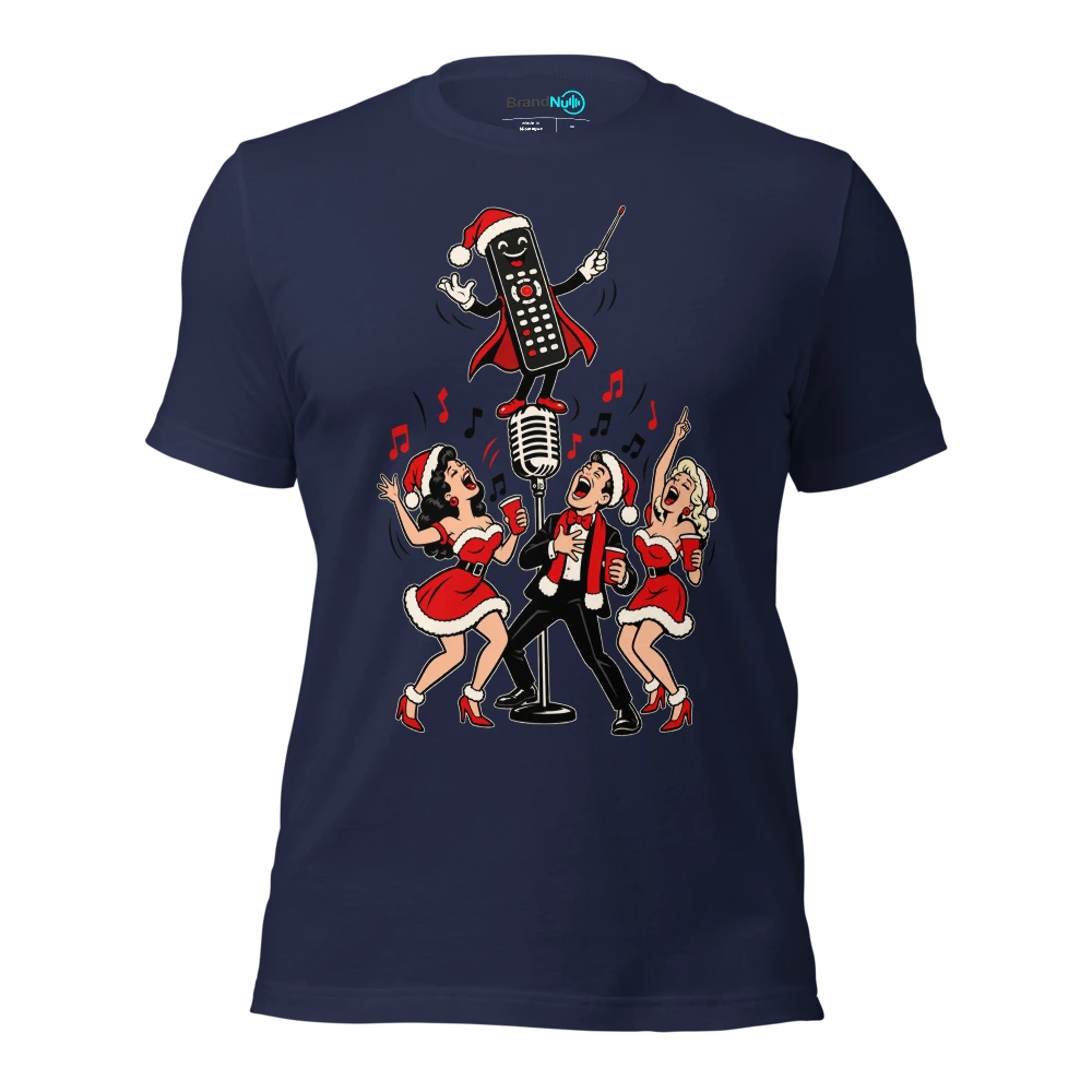 THE TV REMOTE IS OUR NEW MUSICAL DIRECTOR T Shirt Navy Front
