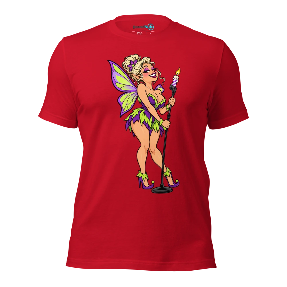THE CAKE FAIRY HAS GIFT WRAPPED THE WRONG MIC T Shirt Red Front
