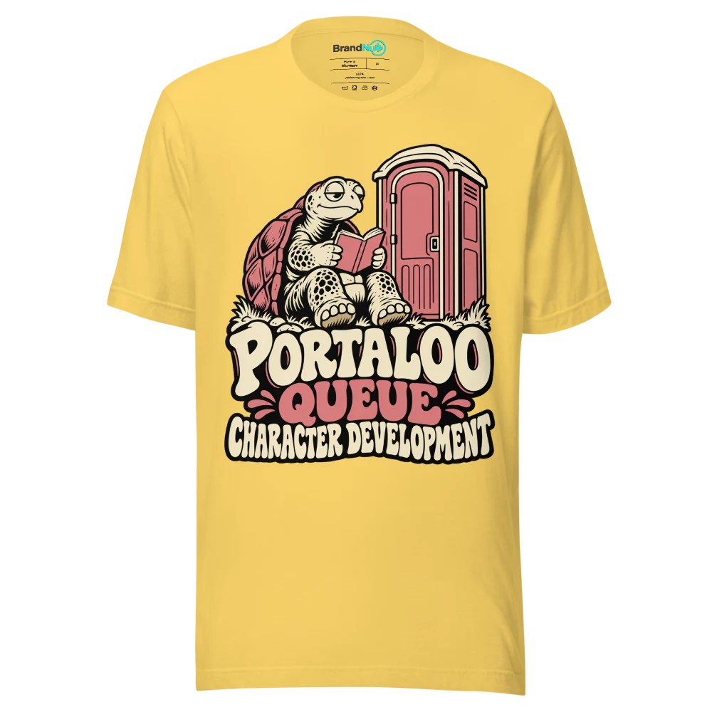 PORTALOO QUEUE CHARACTER DEVELOPMENT T Shirt Yellow Front