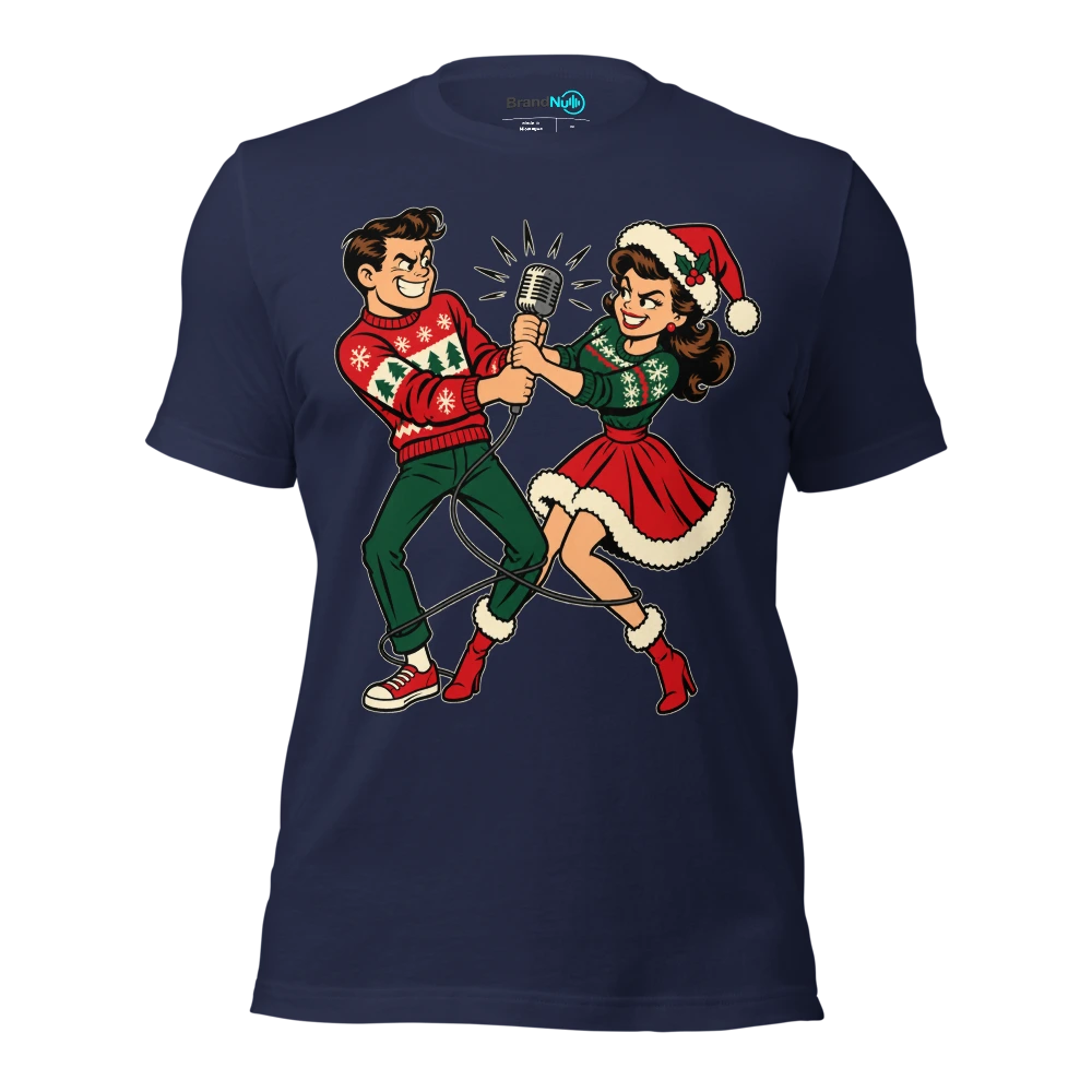 FAMILY HARMONY ENDS AT THE MICROPHONE T Shirt Navy Front