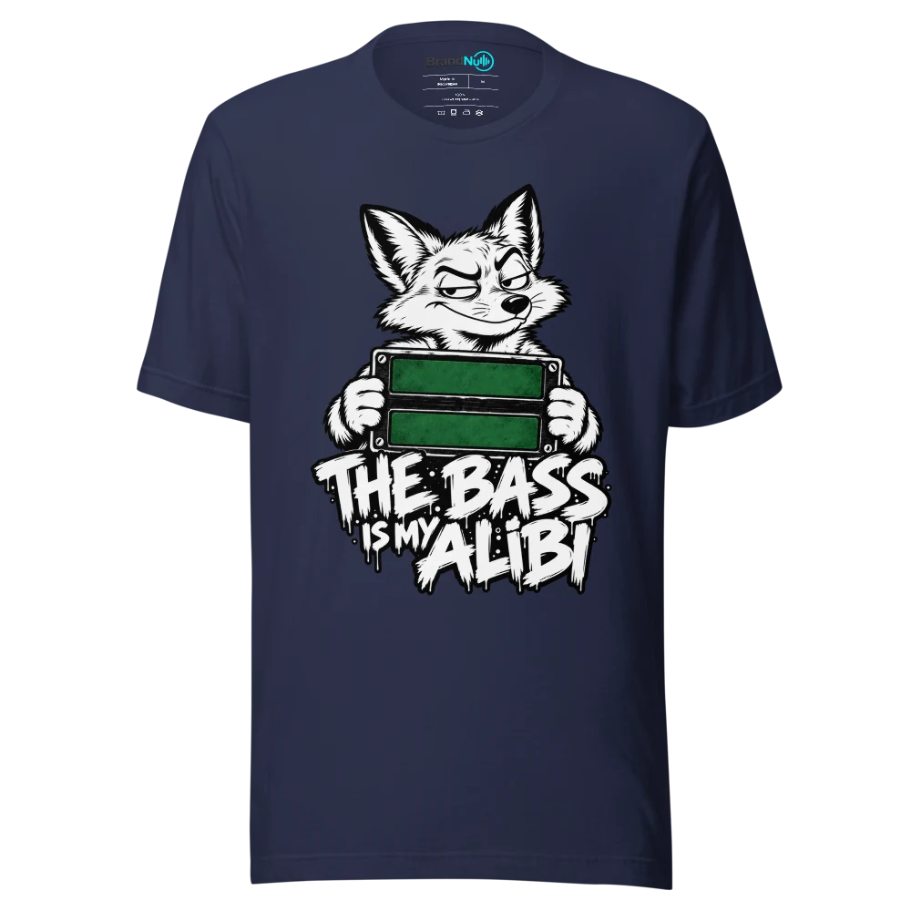 THE BASS IS MY ALIBI T Shirt Navy Front