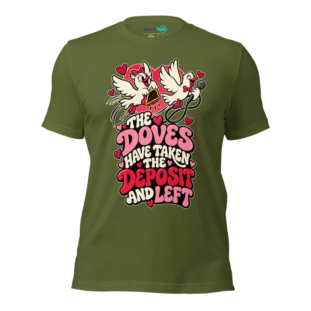 THE DOVES HAVE TAKEN THE DEPOSIT AND LEFT T Shirt Olive Front