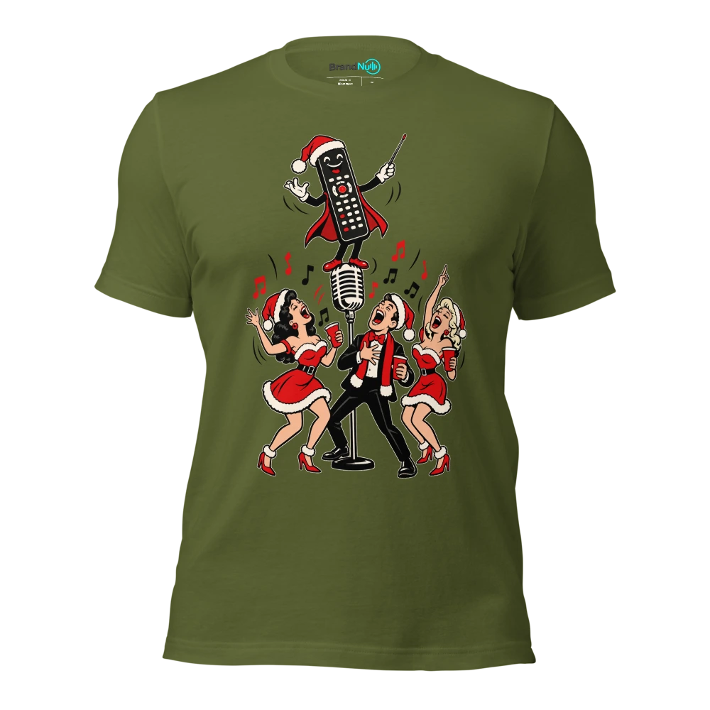 THE TV REMOTE IS OUR NEW MUSICAL DIRECTOR T Shirt Olive Front