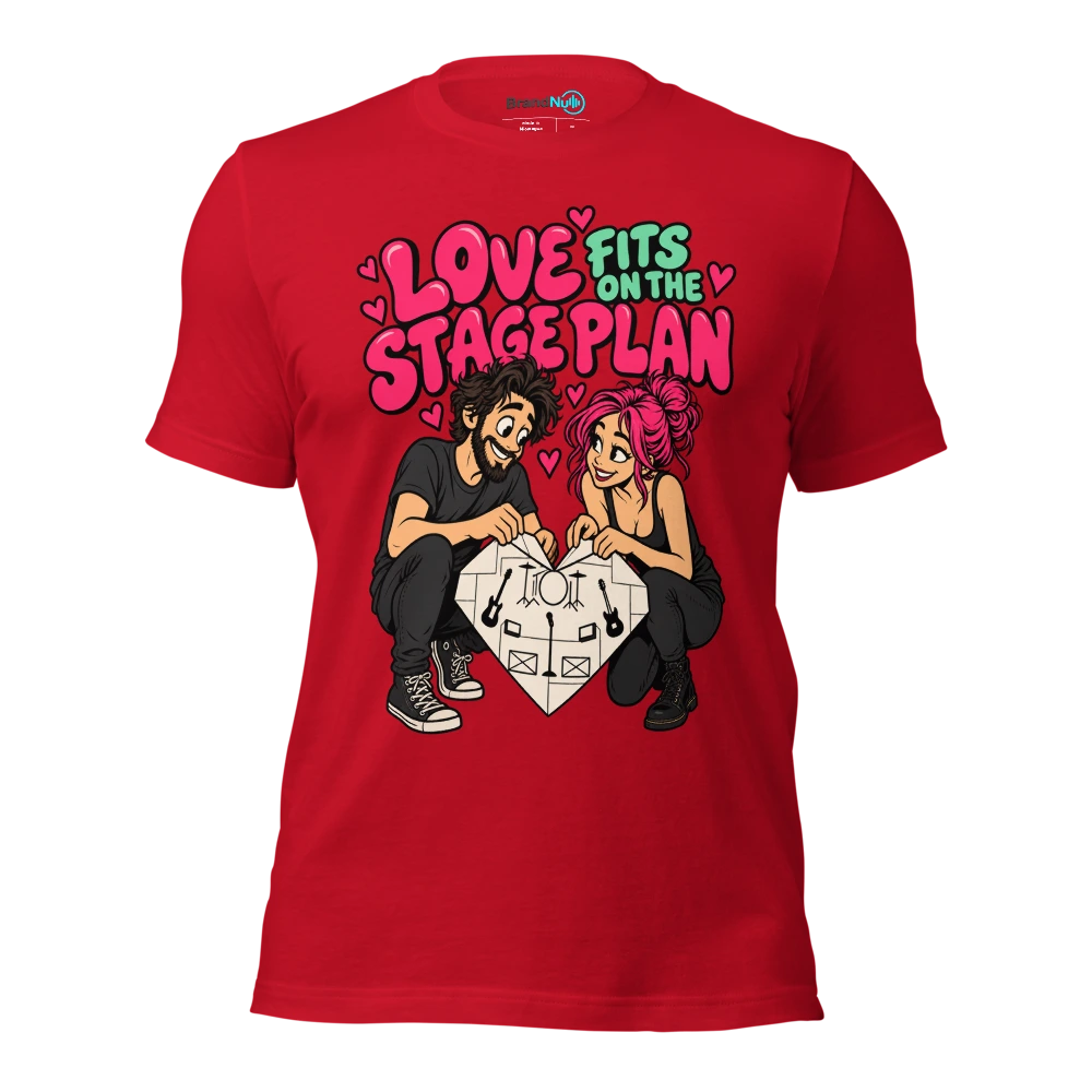 LOVE FITS ON THE STAGE PLAN T Shirt Red Front