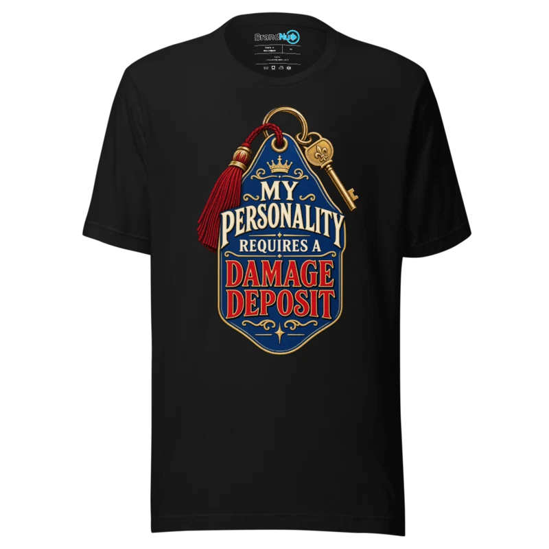 My Personality Requires A Damage Deposit T Shirt Black