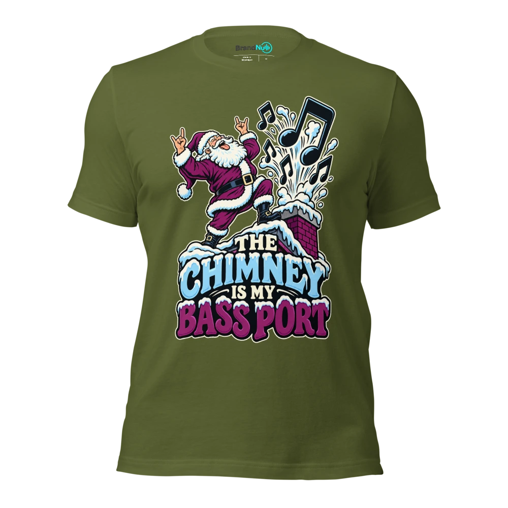 THE CHIMNEY IS MY BASS PORT T Shirt Olive Front