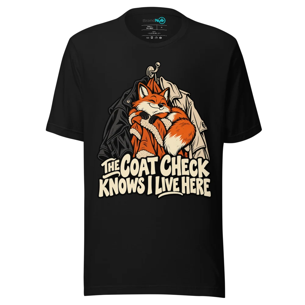 THE COAT CHECK KNOWS I LIVE HERE T Shirt Black Front