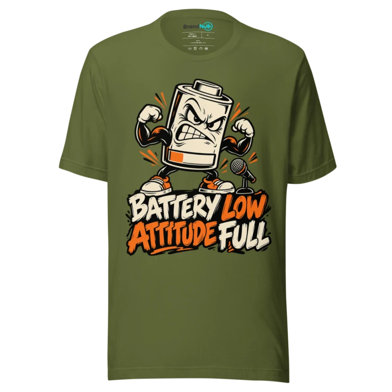 BATTERY LOW ATTITUDE FULL T Shirt - Olive