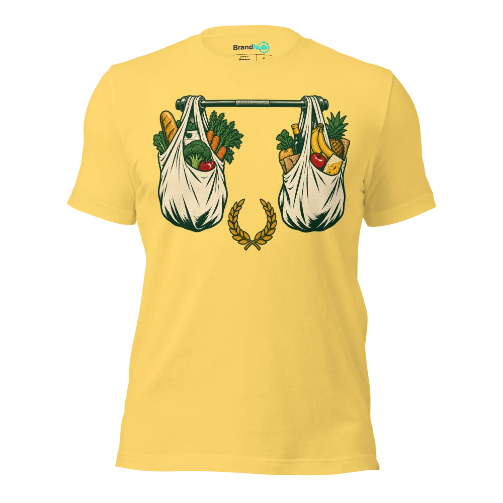 My BrandNu fitness regime is carrying all the shopping in one go T Shirt Yellow Front
