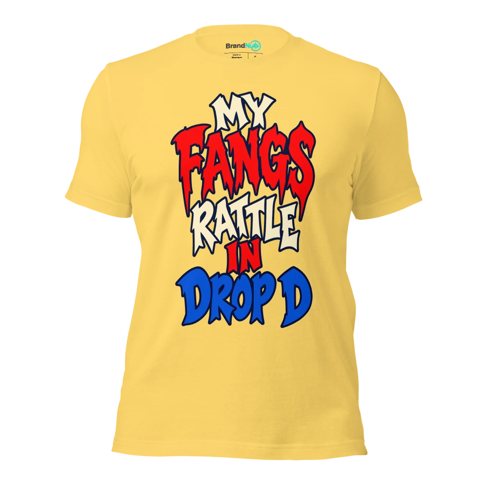 MY FANGS RATTLE IN DROP D T Shirt Yellow Front