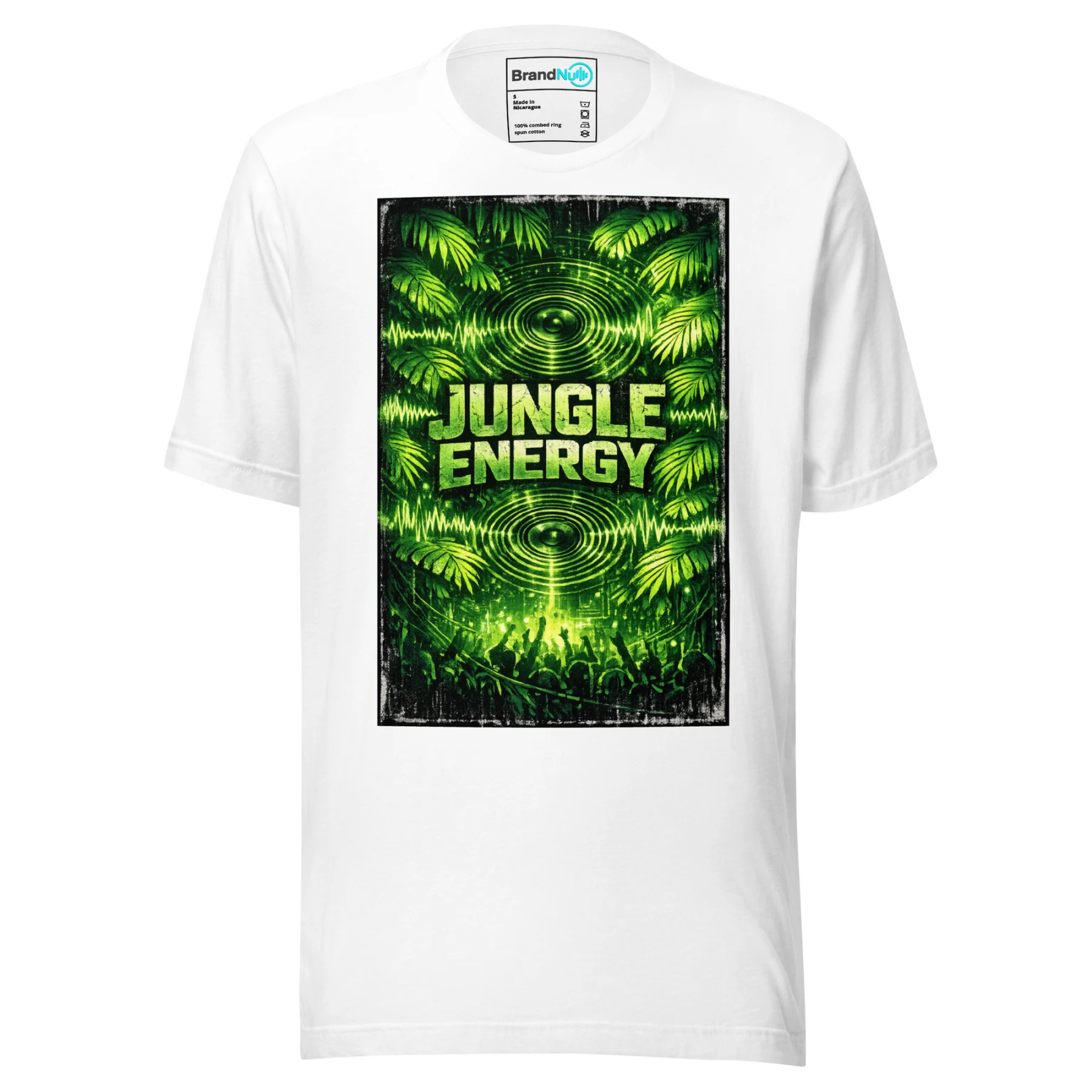 Jungle Energy Drum and Bass T Shirt DnB Rave Jungle Graphic Green Screen
